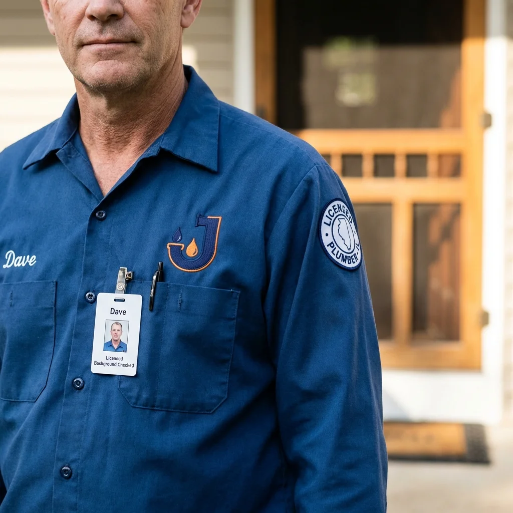 Licensed plumber showing ID badge in Clarkston, WA