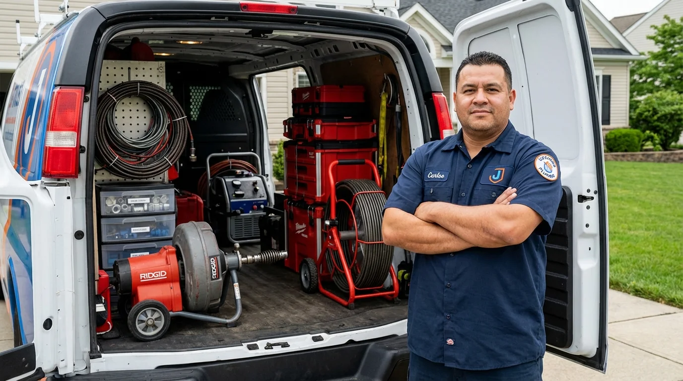 Professional drain cleaning equipment and Johns Plumbing LLC plumber in Clarkston