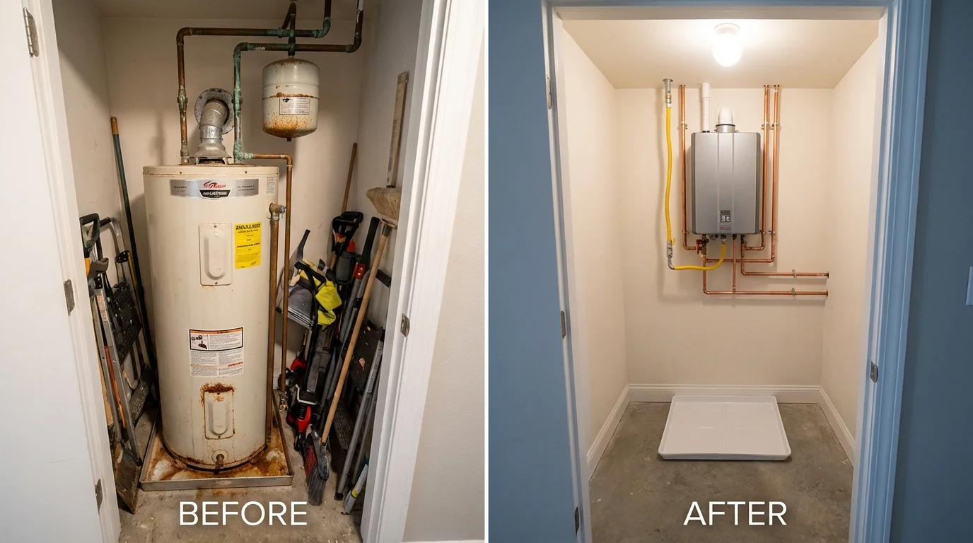 Tank water heater versus wall-mounted tankless unit comparison for Clarkston, WA homeowners