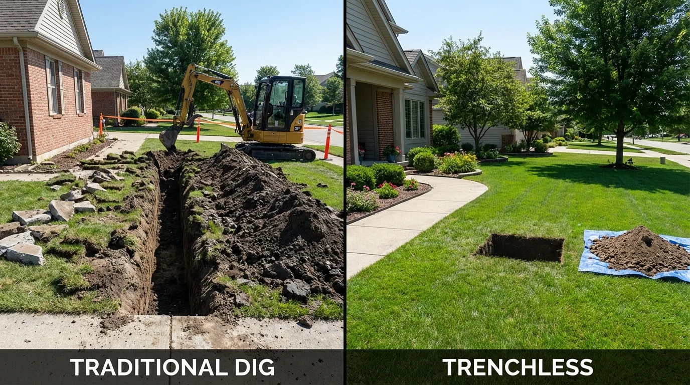 Trenchless sewer repair with minimal yard damage versus traditional excavation in Clarkston, WA
